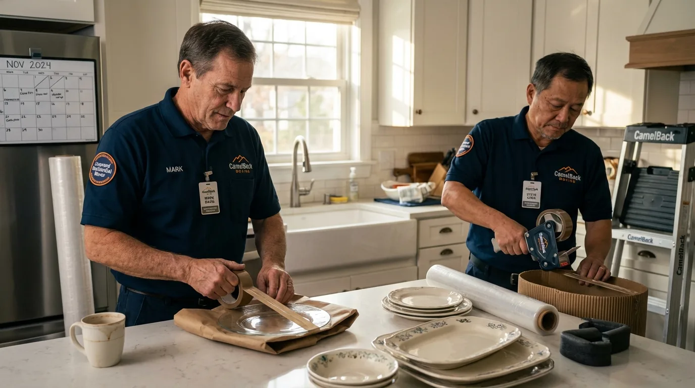 Professional crew packing kitchen dishware in Ruleville, MS